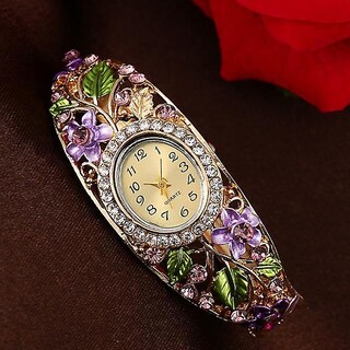 Foto 1 | Pulsera Watch Huoguo Para Mujer Con Flores De Cristal - Venta Internacional.
