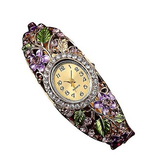 Foto 2 | Pulsera Watch Huoguo Para Mujer Con Flores De Cristal - Venta Internacional.