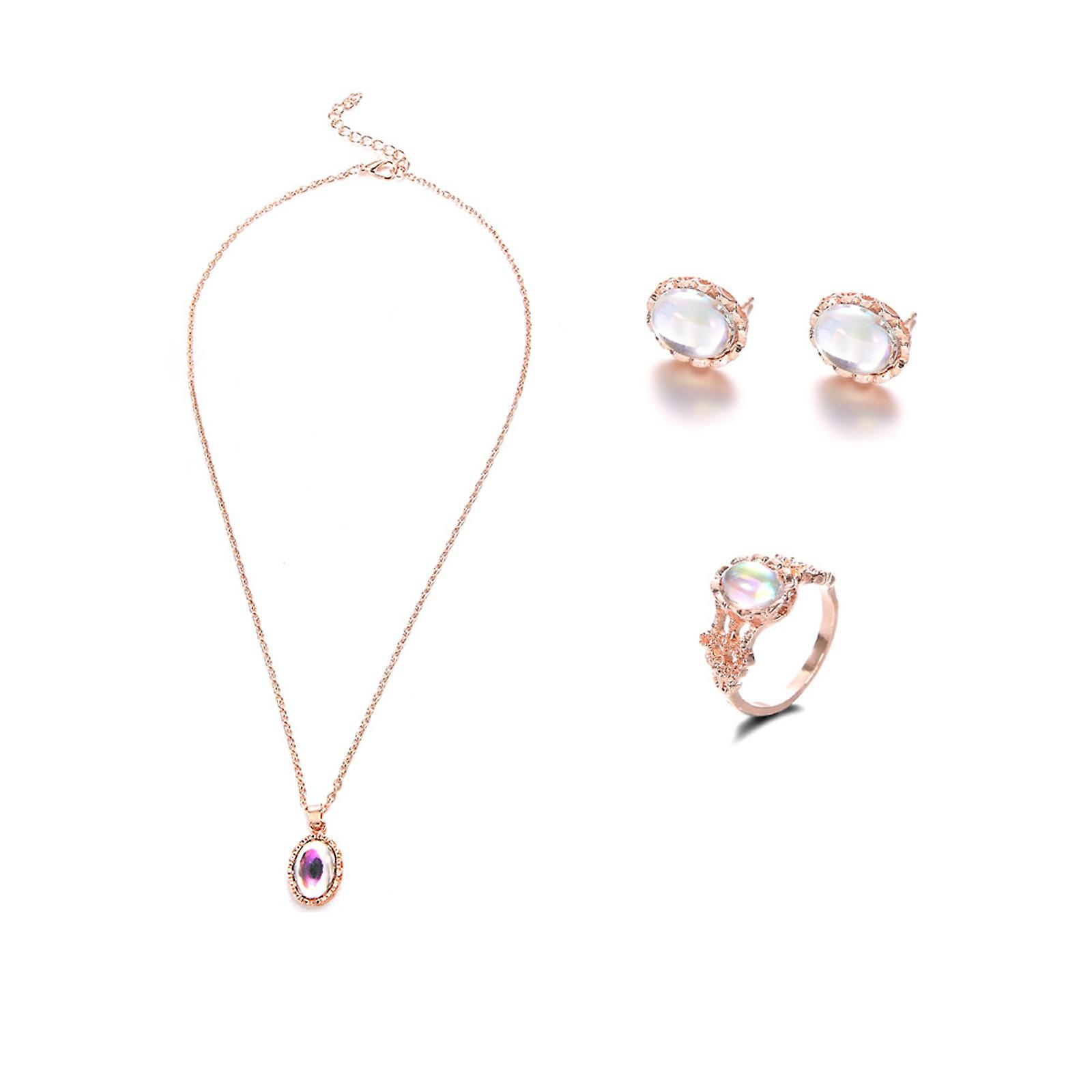 Foto 5 pulgar | Conjunto De Joyas Huoguo  Anillo  Collar Y Pendientes Con Piedra Artificial Para Mujer - Venta Internacional.