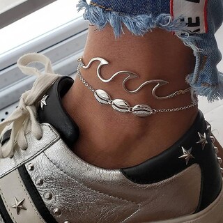 Foto 2 | Juego De Tobilleras Y Pulseras Para Mujer Joyería De Aleación Bohemia Wave - Venta Internacional.