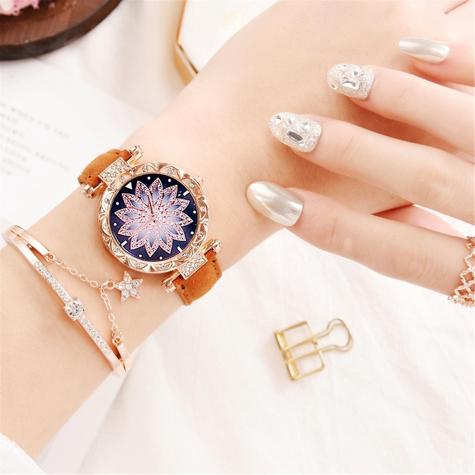 Foto 3 pulgar | Reloj Huoguo Para Mujer Con Correa Y Esfera En Forma De Hoja Con Forma De Estrella - Venta Internacional.
