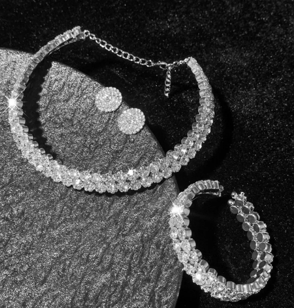 Foto 3 pulgar | Set De Joyería Elegante Xtellar Para Mujer Plata – Collar  Pulsera Y Pendientes