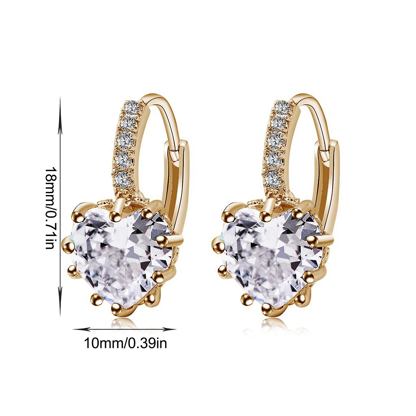 Foto 2 pulgar | Pendientes Huoguo Con Circonitas En Forma De Corazón A La Moda Para Mujer - Venta Internacional.