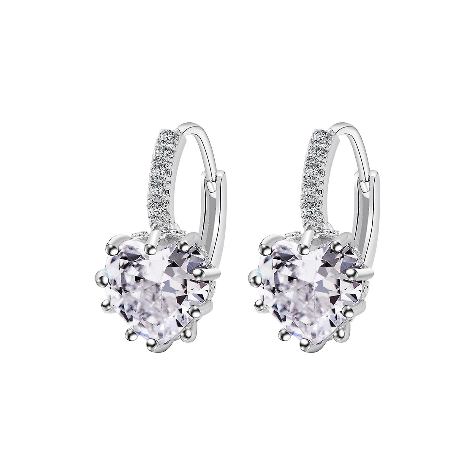 Foto 3 pulgar | Pendientes Huoguo Con Circonitas En Forma De Corazón A La Moda Para Mujer - Venta Internacional.