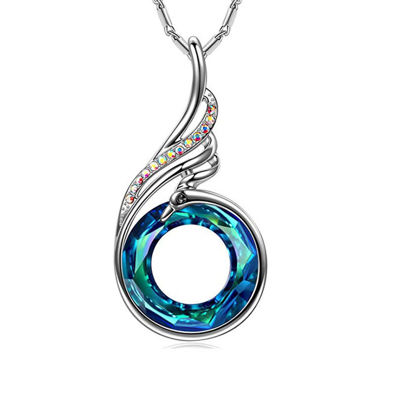 Foto 2 pulgar | Collar Huoguo Creative Fashion Crystal Color Degradado Con Forma De Pavo Real - Venta Internacional.