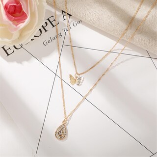 Foto 2 | Collar Huoguo Joyería De Moda Aleación Con Forma De Mariposa Y Gota De Agua - Venta Internacional.