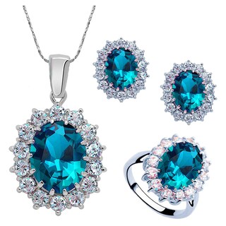 Foto 4 | Conjunto De Joyas Huoguo Anillos Y Pendientes De Cristal Para Mujer - Venta Internacional.