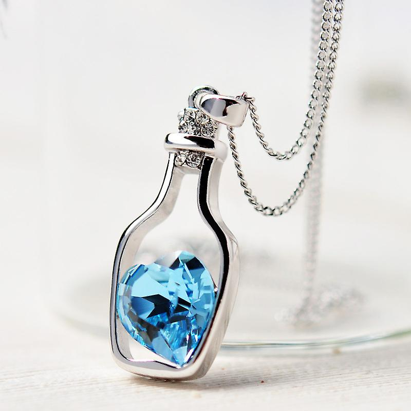 Foto 3 pulgar | Collar Huoguo Love Drift Bottles Crystal Para Mujer Azul - Venta Internacional.
