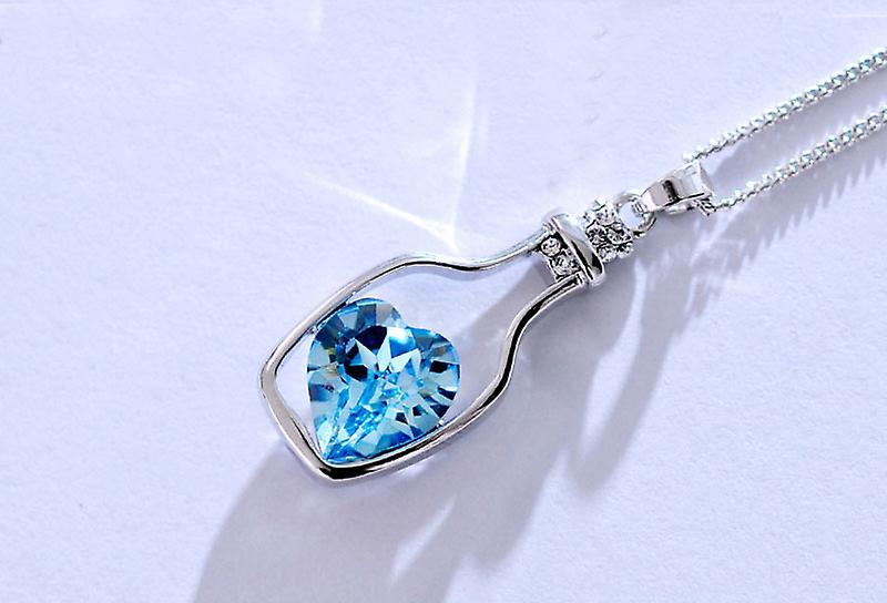 Foto 4 pulgar | Collar Huoguo Love Drift Bottles Crystal Para Mujer Azul - Venta Internacional.