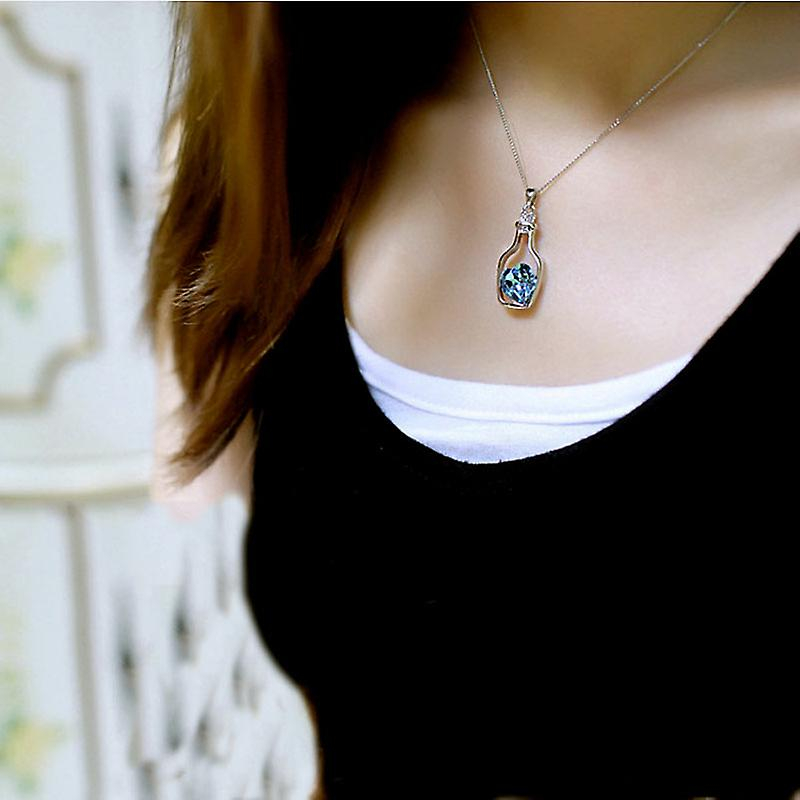 Foto 6 pulgar | Collar Huoguo Love Drift Bottles Crystal Para Mujer Azul - Venta Internacional.