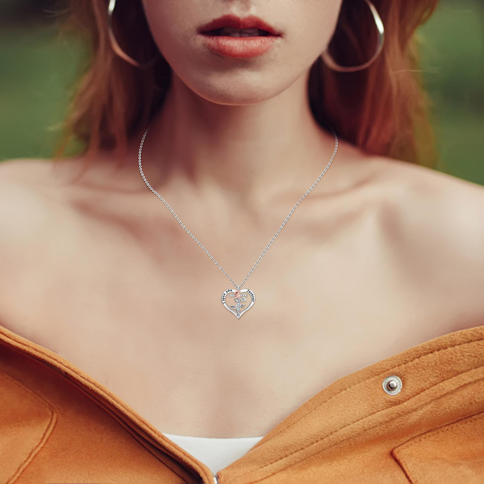 Foto 5 pulgar | Colgante Huoguo Fashion Con Forma De Corazón De Amor Rosa Y Diamante - Venta Internacional.