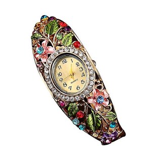 Foto 1 | Pulsera Watch Huoguo Para Mujer Con Flores De Cristal Y Cuarzo - Venta Internacional.