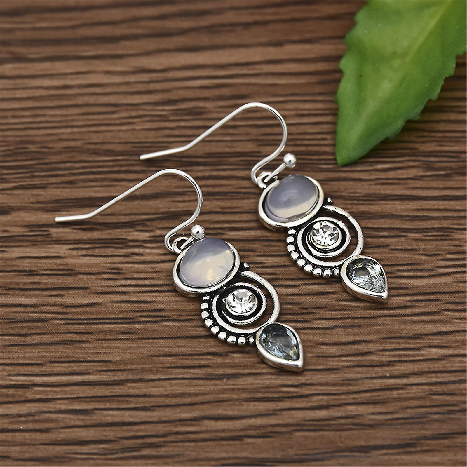 Foto 5 pulgar | Pendientes Huoguo European Beauty Con Forma De Gota De Agua Giratoria  Ópalo - Venta Internacional.