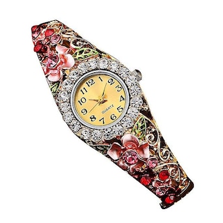 Foto 2 | Pulsera De Cuarzo Con Forma De Flor De Cristal De Lujo De Watch Huoguo Para Mujer - Venta Internacional.