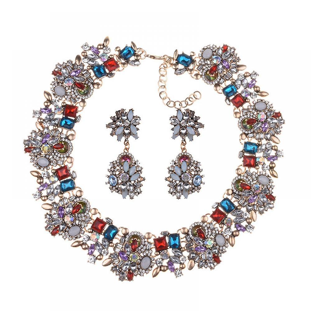 Foto 2 pulgar | Conjunto De Joyas  Collar Y Pendiente Para Mujer Huoguo Rhinestone - Venta Internacional.