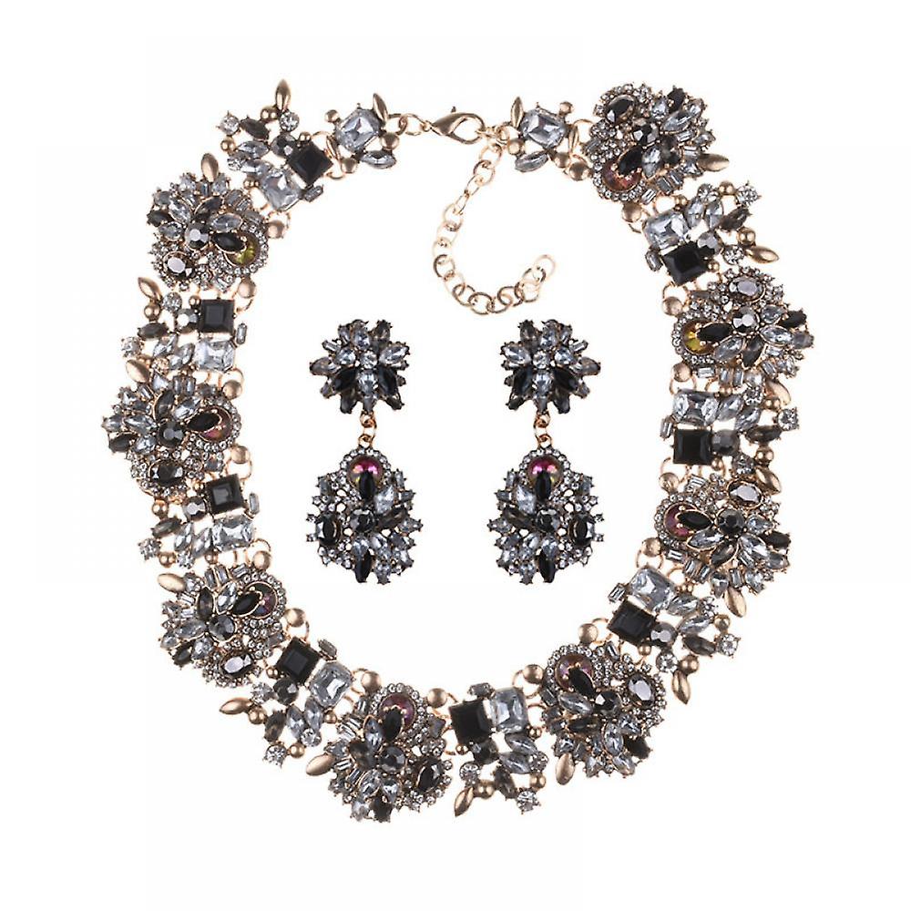Foto 2 pulgar | Conjunto De Joyas  Collar Y Pendiente Para Mujer Huoguo Rhinestone - Venta Internacional.