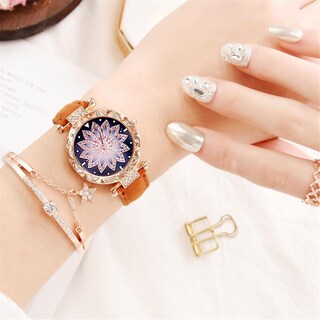 Foto 2 | Reloj Huoguo Para Mujer Con Correa Y Esfera En Forma De Hoja Con Forma De Estrella - Venta Internacional.