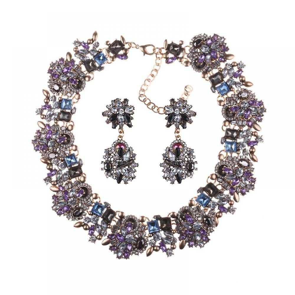 Foto 2 pulgar | Conjunto De Joyas  Collar Y Pendiente Para Mujer Huoguo Rhinestone - Venta Internacional.