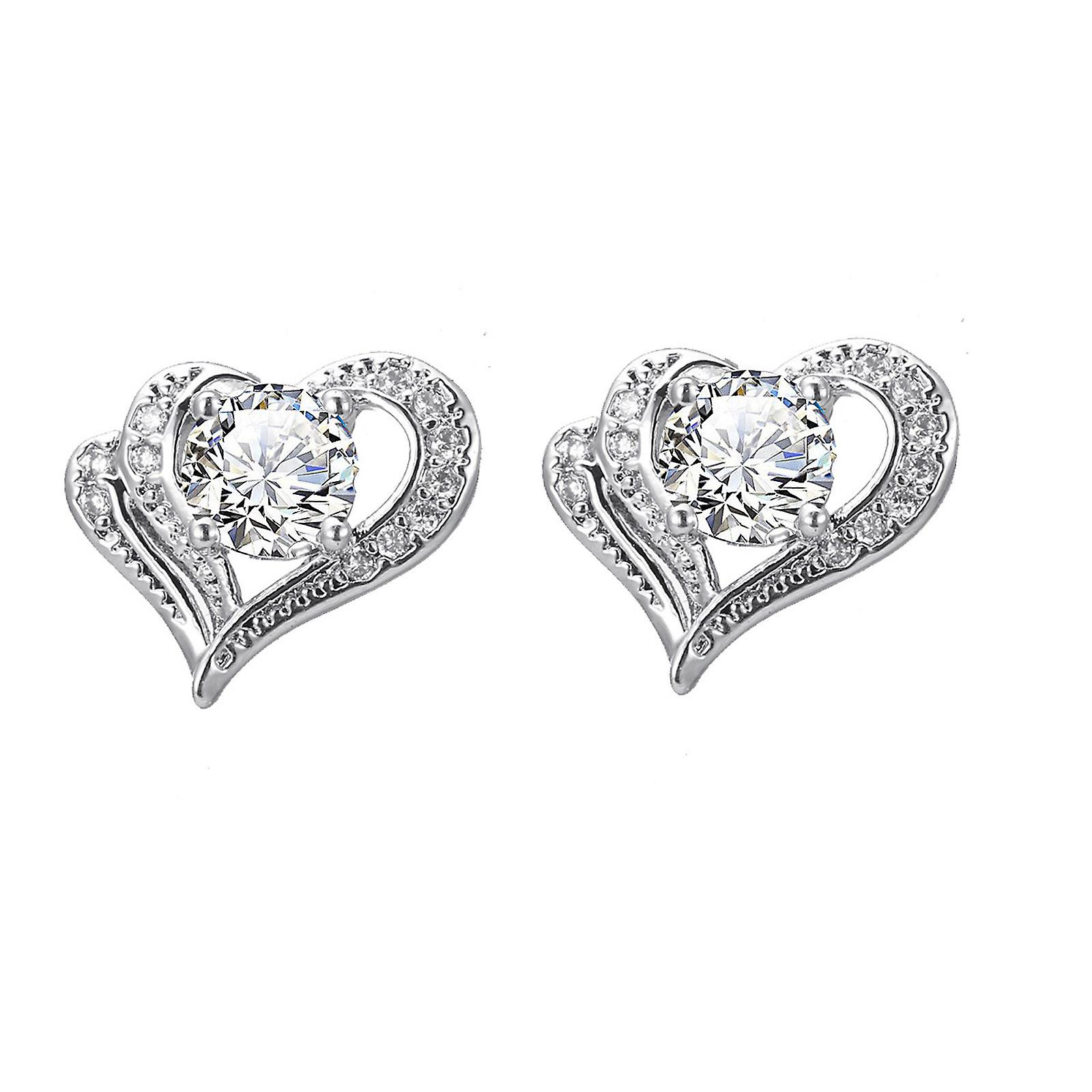 Foto 2 pulgar | Pendientes Huoguo Dazzling Fashion Crystal Heart Para Mujer - Venta Internacional.