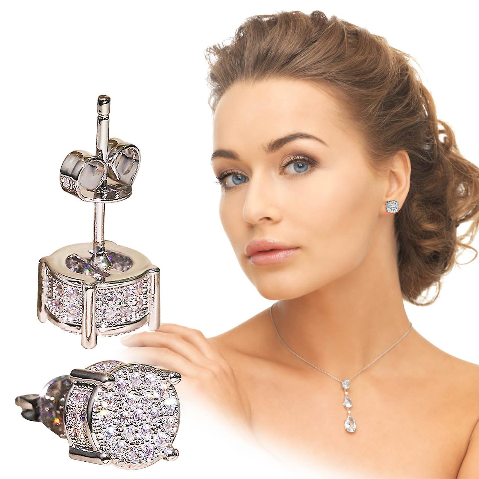 Foto 3 pulgar | Pendientes Huoguo  Diamante Sintético Y Circonio Para Mujer - Venta Internacional.