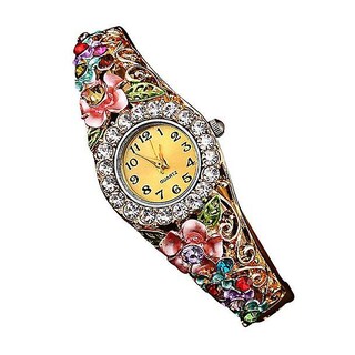 Foto 2 | Pulsera De Cuarzo Con Forma De Flor De Cristal De Lujo De Watch Huoguo Para Mujer - Venta Internacional.