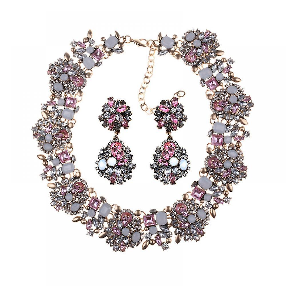 Foto 1 | Conjunto De Joyas  Collar Y Pendiente Para Mujer Huoguo Rhinestone - Venta Internacional.