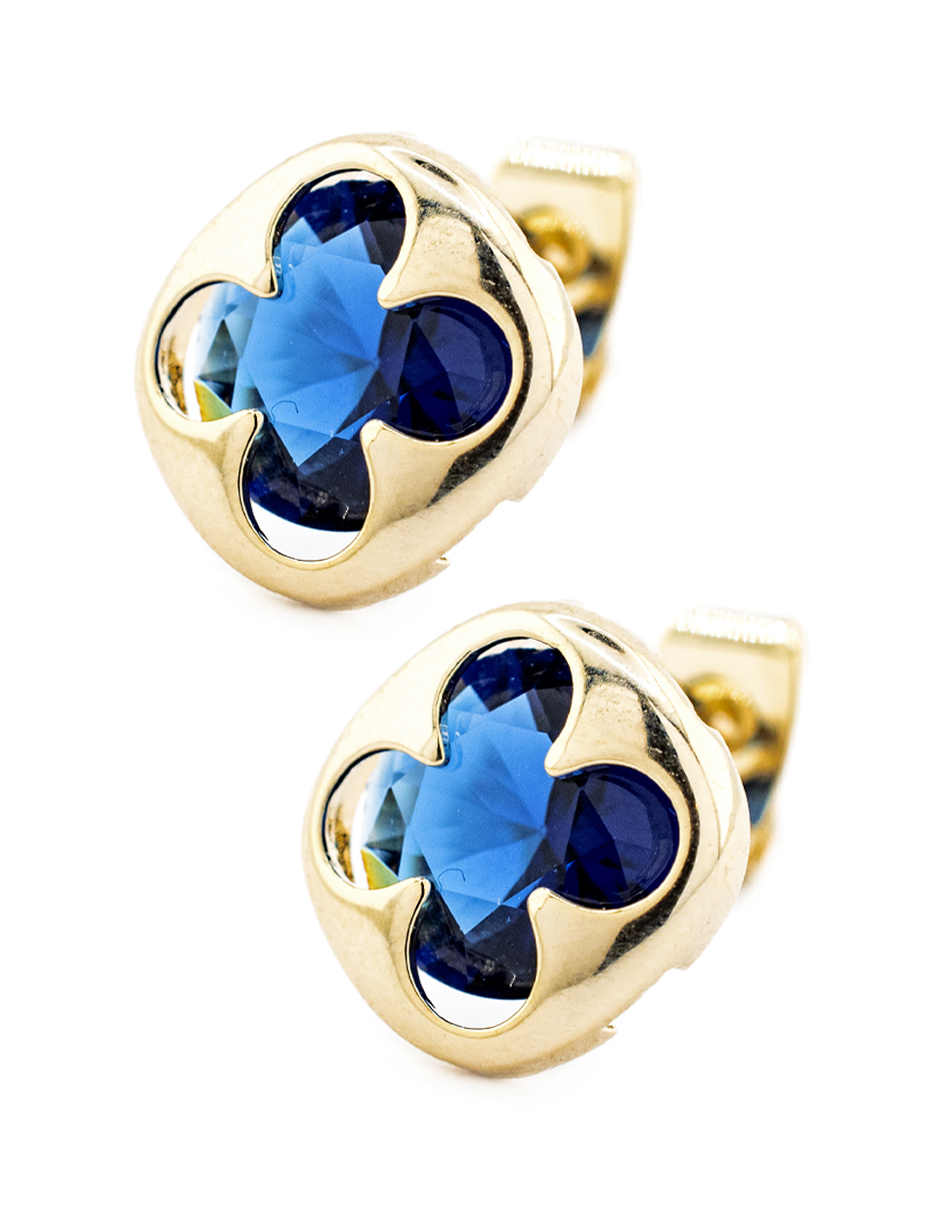 Foto 4 pulgar | Arete Y Collar Forma De Trébol De Cuatro Hojas Tono Azul
