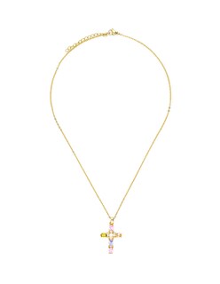 Foto 2 | Arete Y Collar Religioso Diseño De Cruz The Golden Store Chapa De Oro 18k