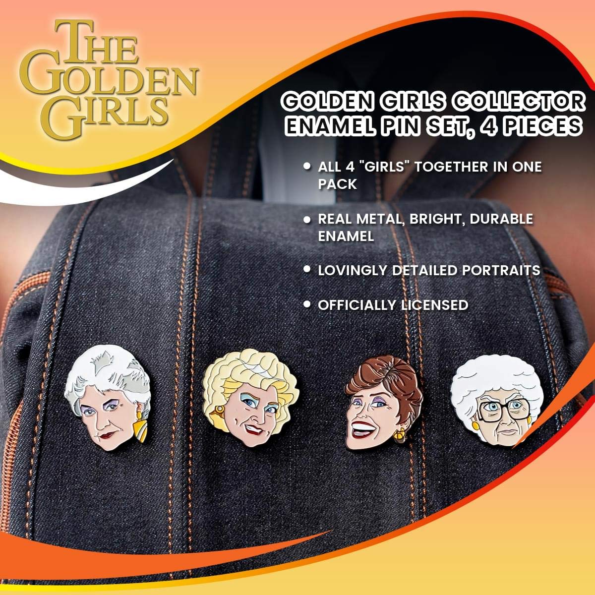 Foto 5 | Juego De Alfileres Esmaltados Para Coleccionistas Golden Girls  4 Piezas  Just Funky - Venta Internacional.