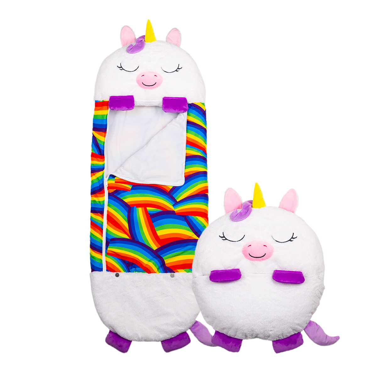 Almohada/Bolsa de Dormir para Niños Tv Ofertas Happy Nappers Unicornio color Blanco con Rosa con Cierre