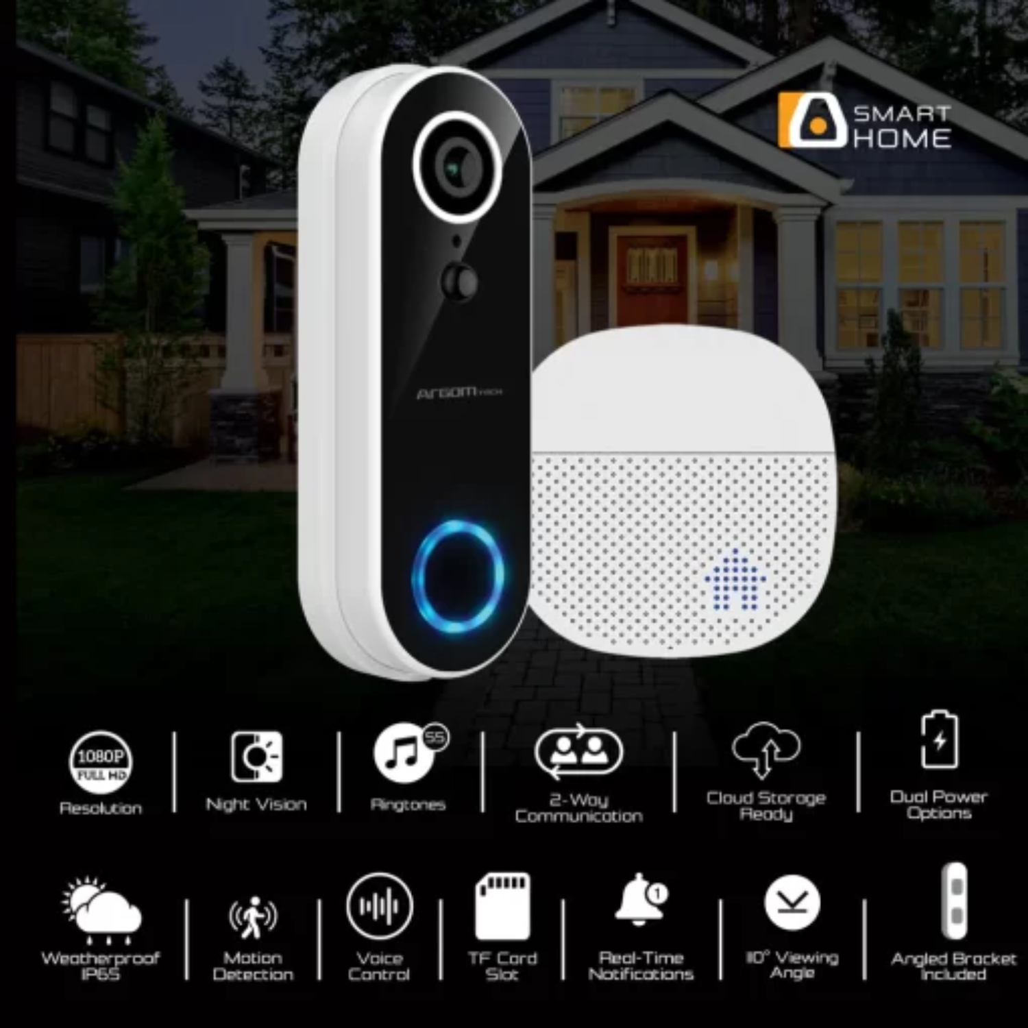 Foto 3 | Timbre Inteligente Argomtech Vision 2 Con Cámara Wi-fi 1080p Y Timbre Incluido