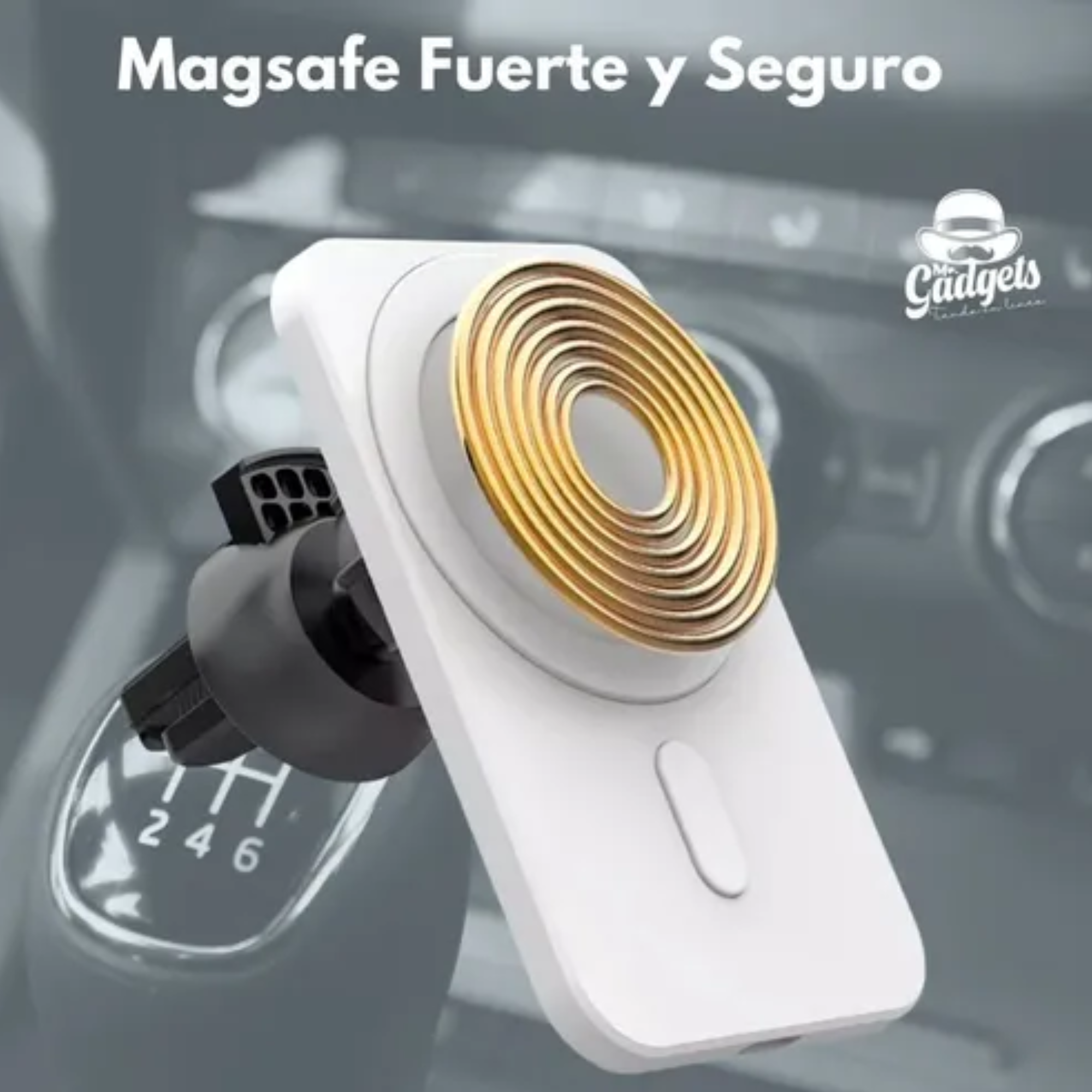Foto 6 pulgar | Soporte Cargador + Adaptador Auto Coche Para Iphone Magsafe Color Blanco