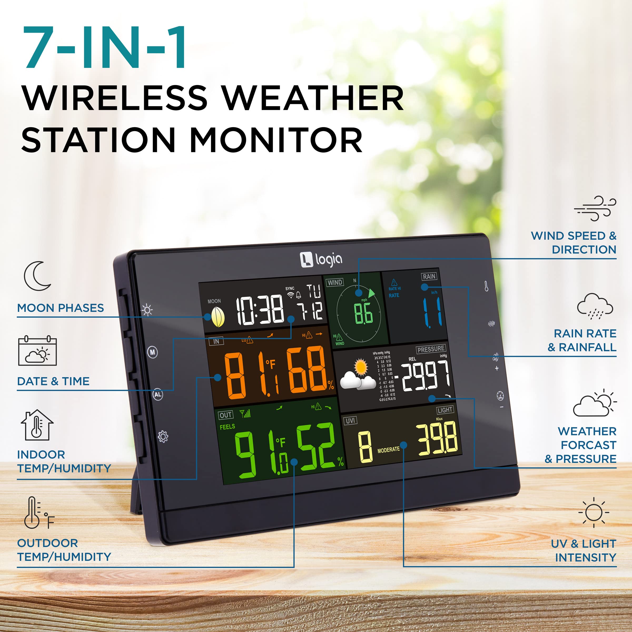 Foto 2 | Estación Meteorológica Logia 17 En 1, Wi-fi Inalámbrica Con Sensor 7 En 1 - Venta Internacional.