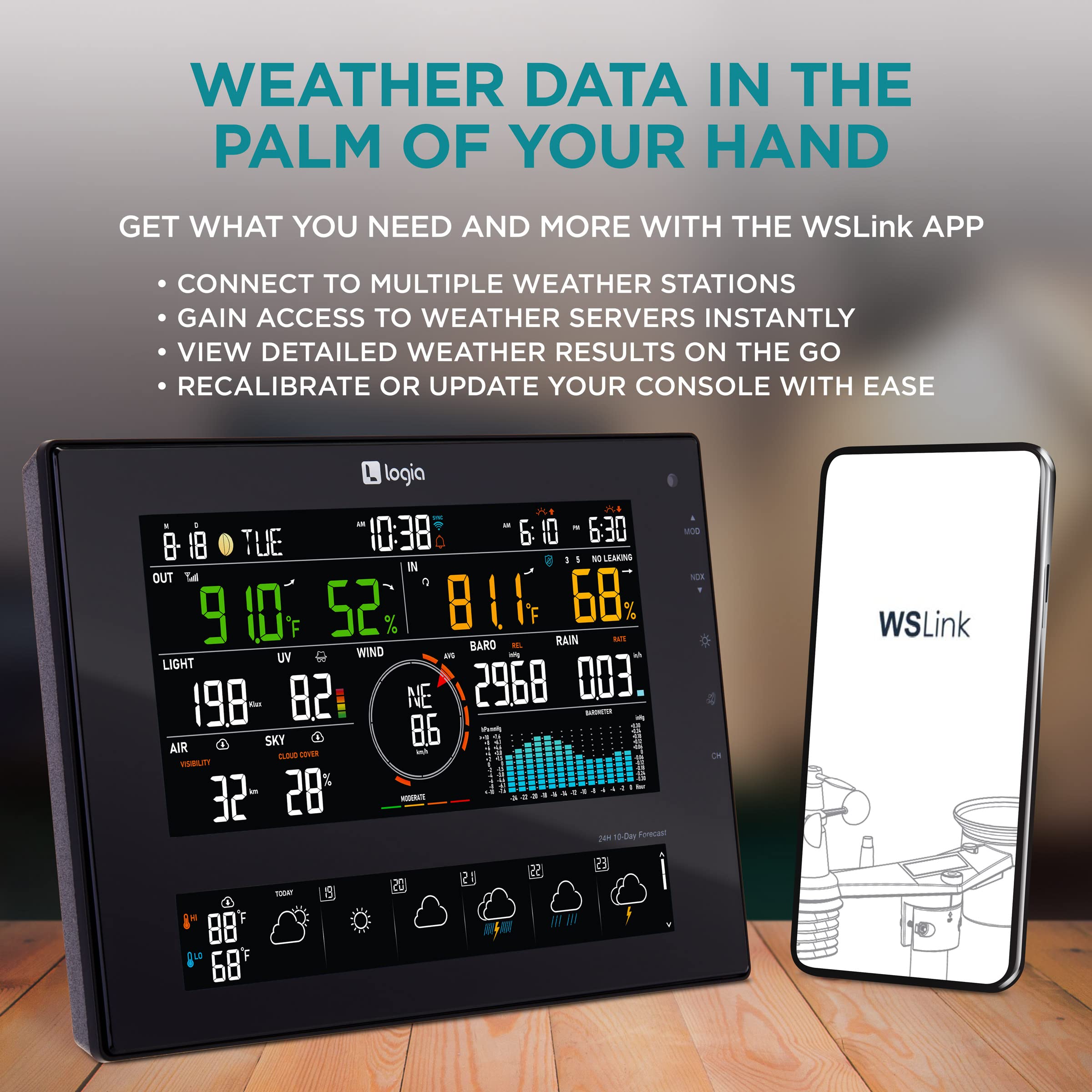 Foto 5 pulgar | Estación Meteorológica Logia, 7 En 1, Wi-fi Inalámbrica Con Pantalla De 8 Pulgadas - Venta Internacional.
