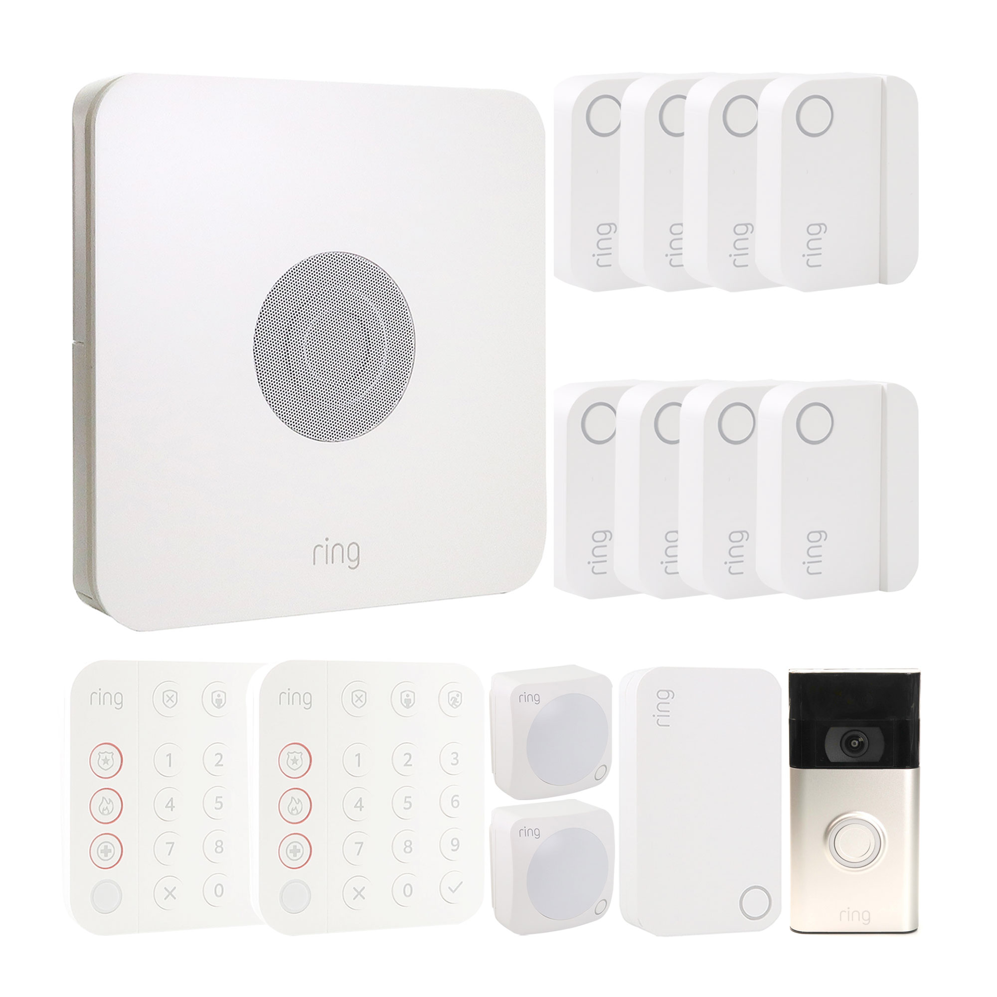 Kit De Seguridad Para El Hogar Con Alarma Anular, 14 Piezas Y Timbre Con Vídeo - Venta Internacional.