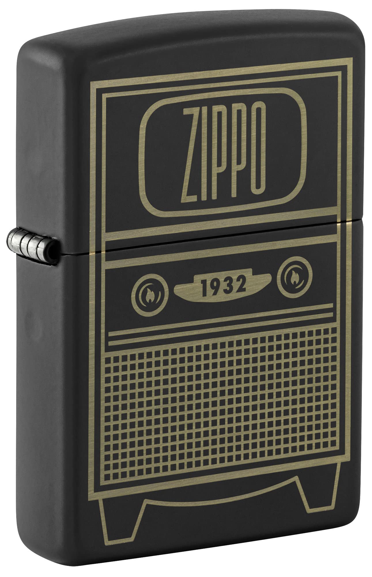 Mechero De Bolsillo Zippo, Diseño Vintage De Tv, Negro Mate - Venta Internacional.