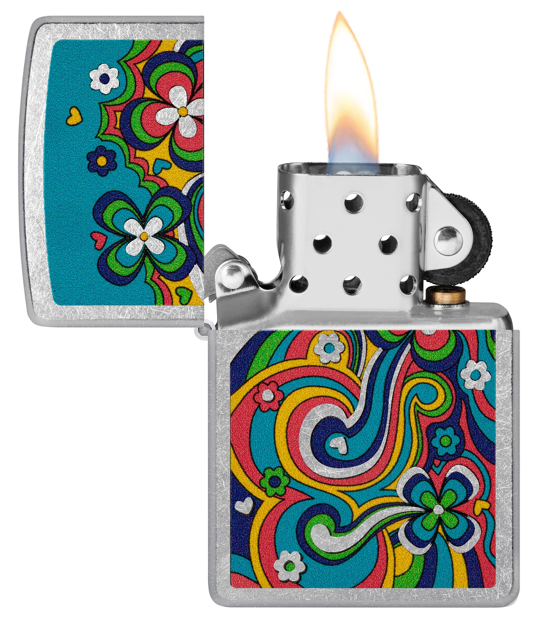 Foto 4 pulgar | Mechero Zippo Flower Power Design Street Chrome - Venta Internacional.