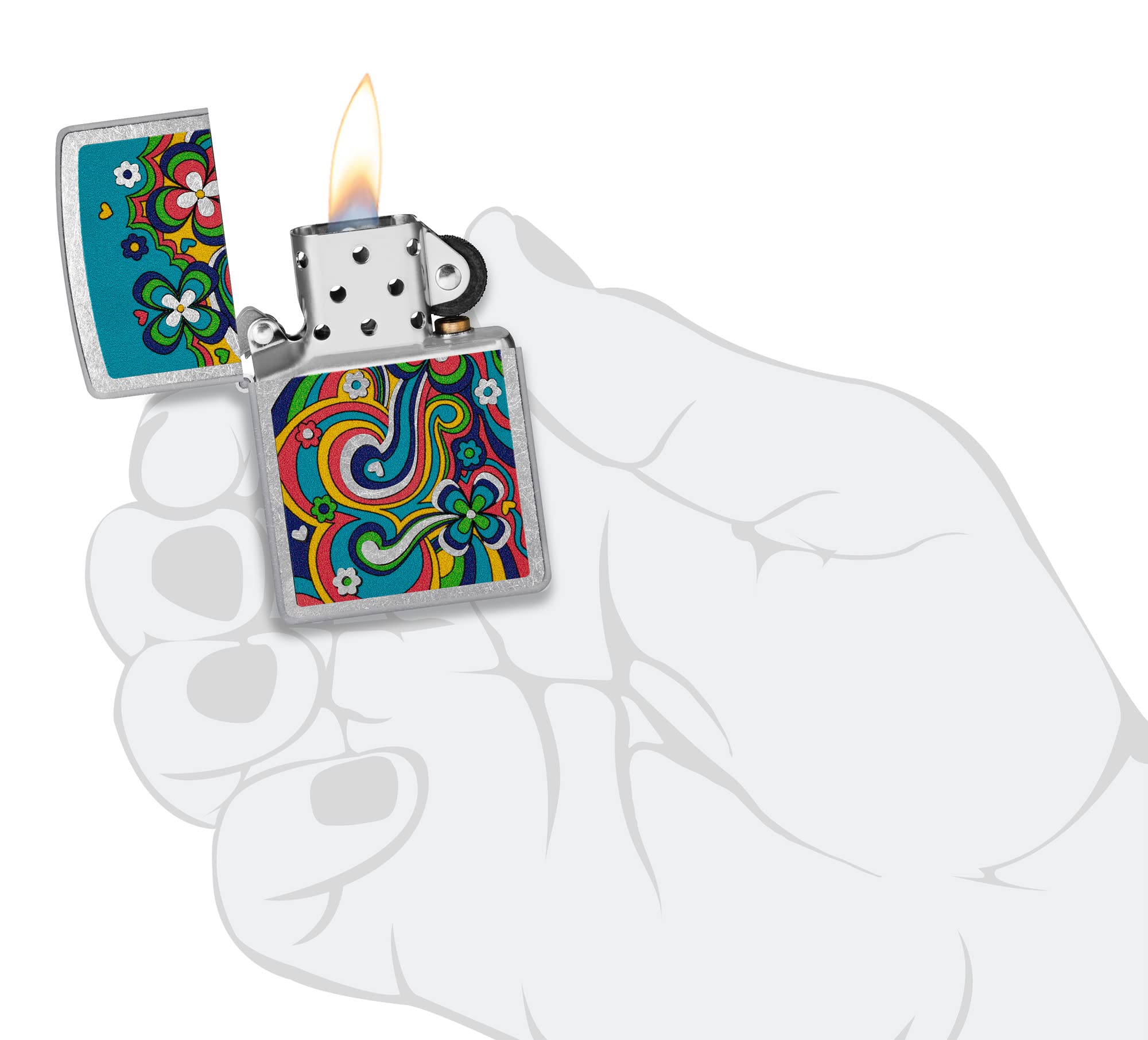 Foto 6 pulgar | Mechero Zippo Flower Power Design Street Chrome - Venta Internacional.