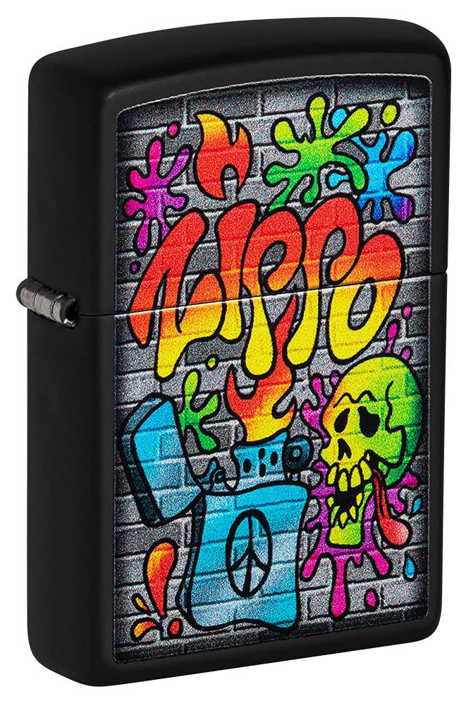 Mechero De Bolsillo Zippo Street Art Design, Negro Mate - Venta Internacional.