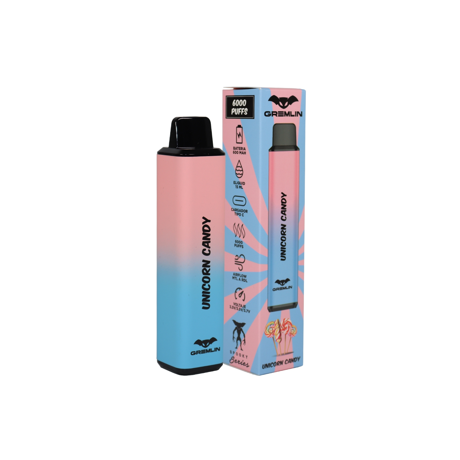 Vaporizador Desechable Gremlin Spooky Unicorn Candy 6000 Puffs - Venta Internacional.