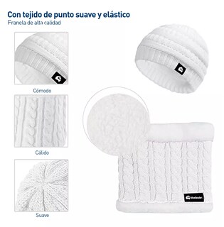 Foto 3 | Gorro con Bufanda y Guantes Bluelander Blanco para Niño