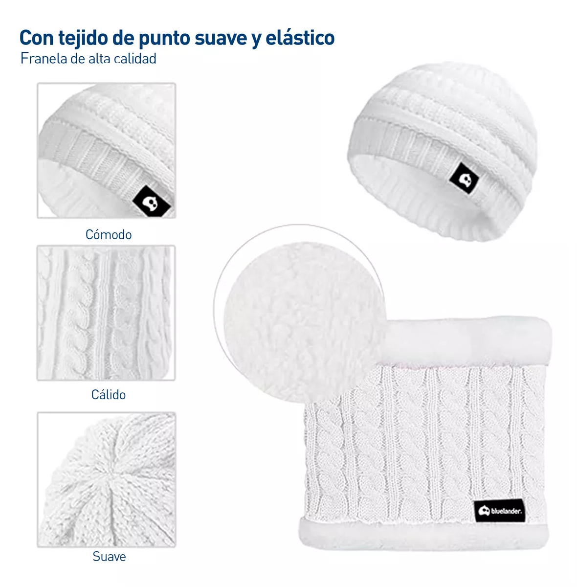 Foto 4 pulgar | Gorro con Bufanda y Guantes Blanco para Niño