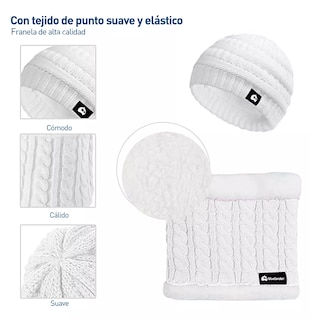Foto 3 | Gorro con Bufanda y Guantes Blanco para Niño