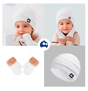Foto 4 | Gorro con Bufanda y Guantes Blanco para Niño