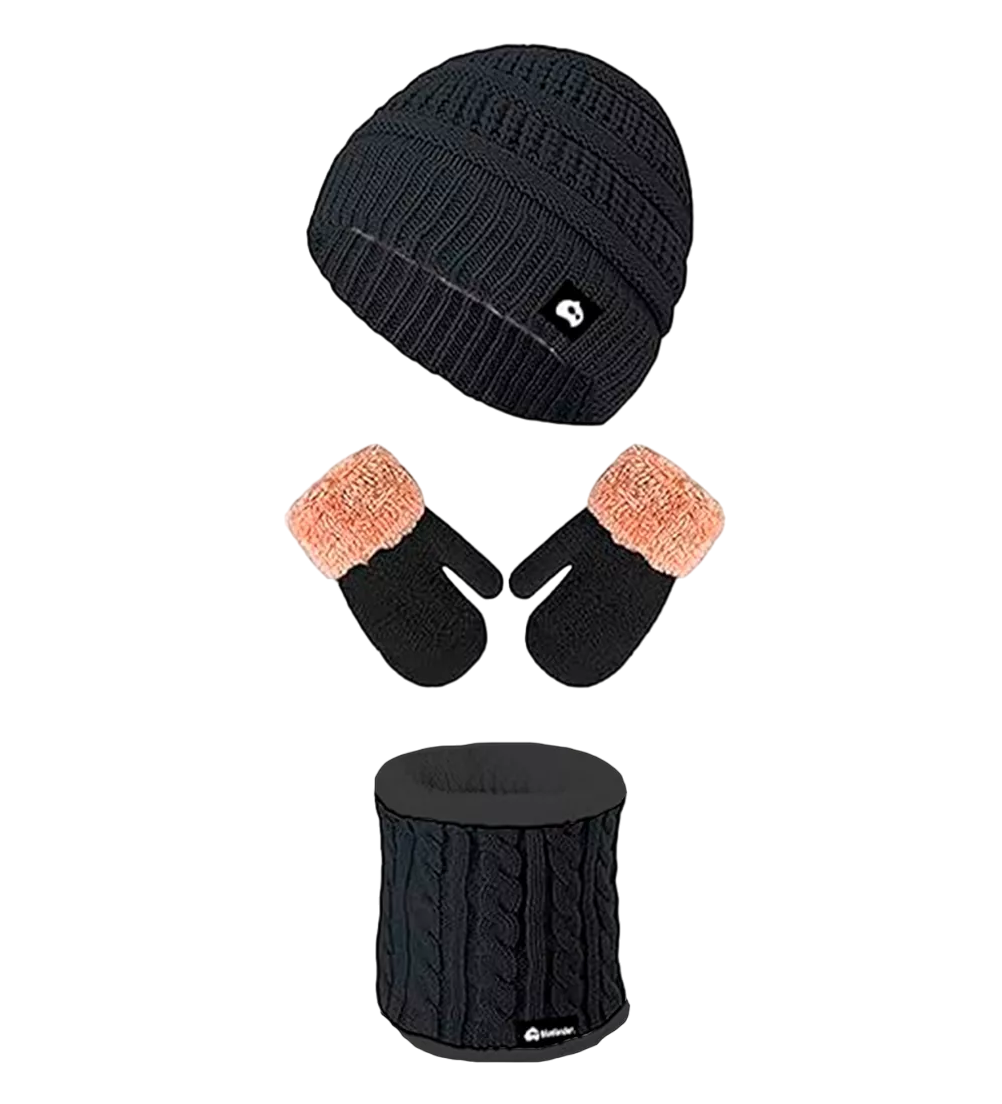 Foto 1 | Gorro con Bufanda y Guantes Negro para Niño