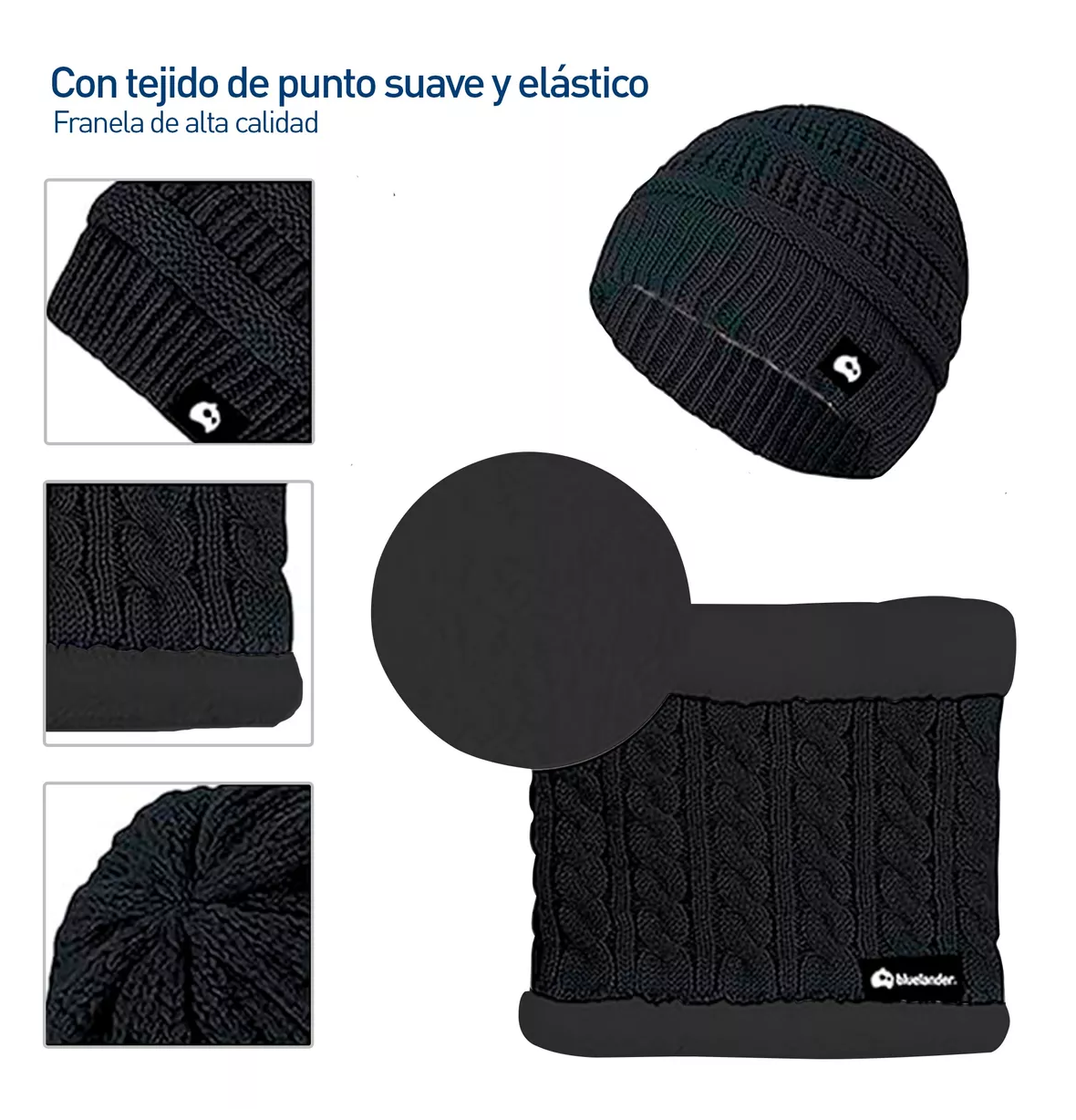 Foto 5 pulgar | Gorro con Bufanda y Guantes Negro para Niño