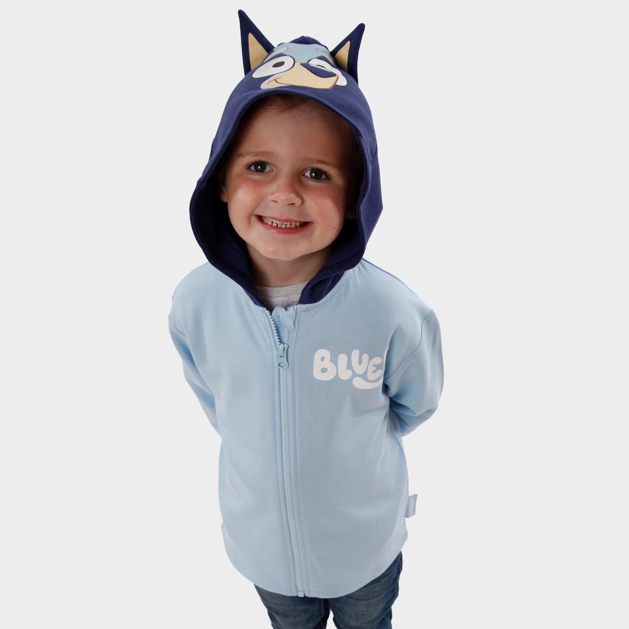 Foto 4 pulgar | Disfraz De Disfraz Con Capucha Y Cremallera Azul Con Orejas 3d Para Niños De 7 Años - Venta Internacional.