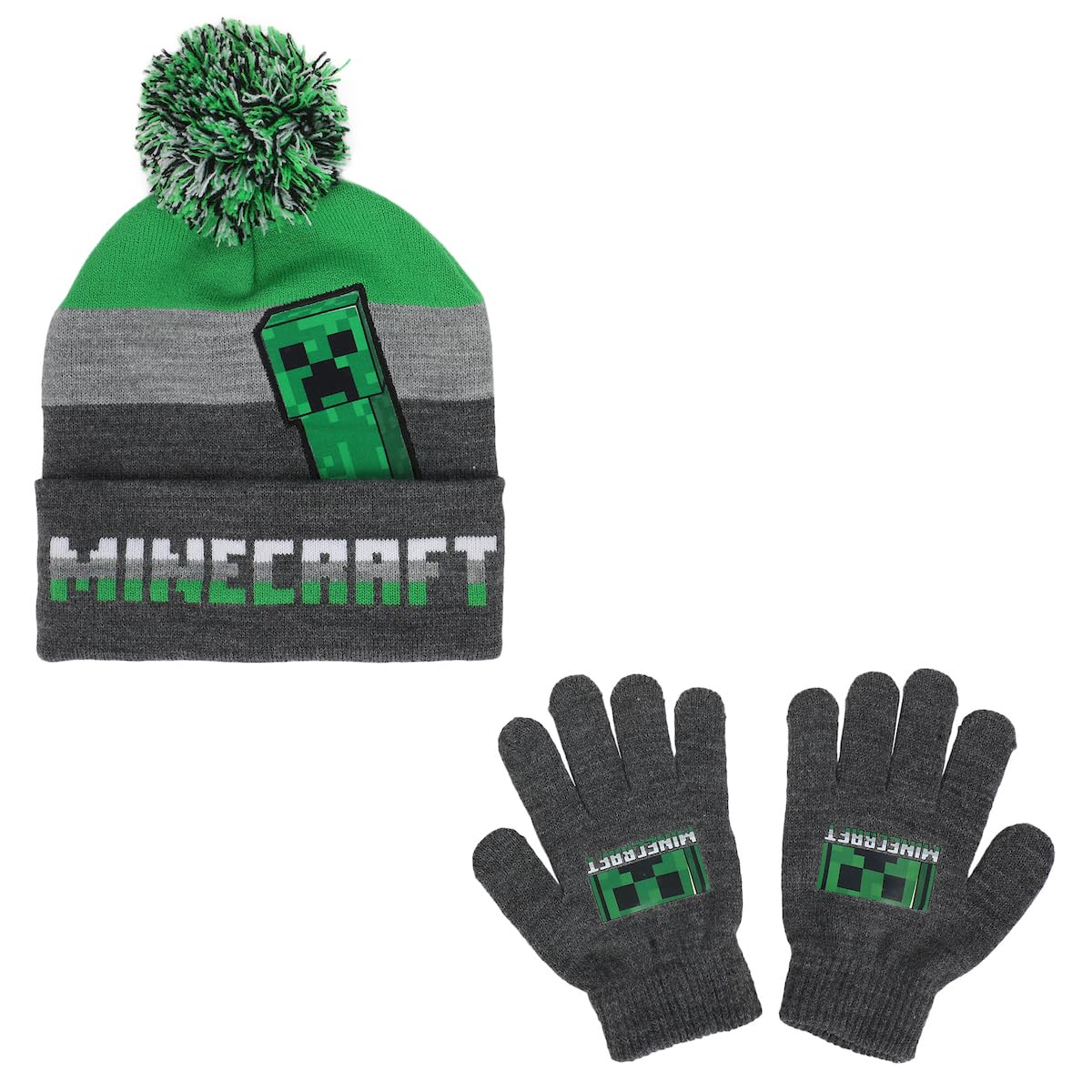 Foto 1 | Set De Gorro Y Guantes Bioworld Minecraft Creeper Youth - Venta Internacional.