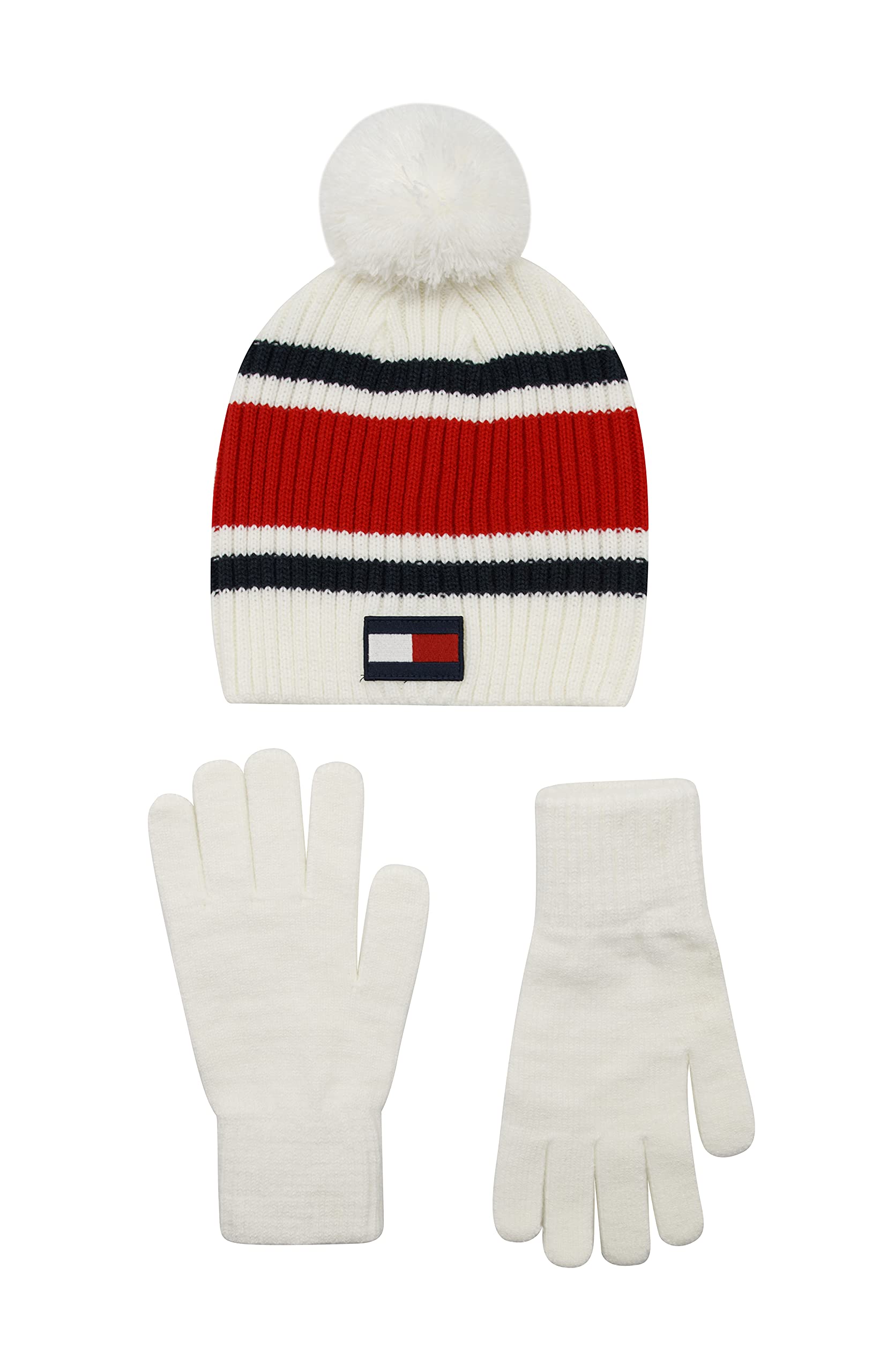 Foto 2 pulgar | Set De Accesorios Para Niñas, Gorro Y Guante Tommy Hilfiger, Color Blanco - Venta Internacional.