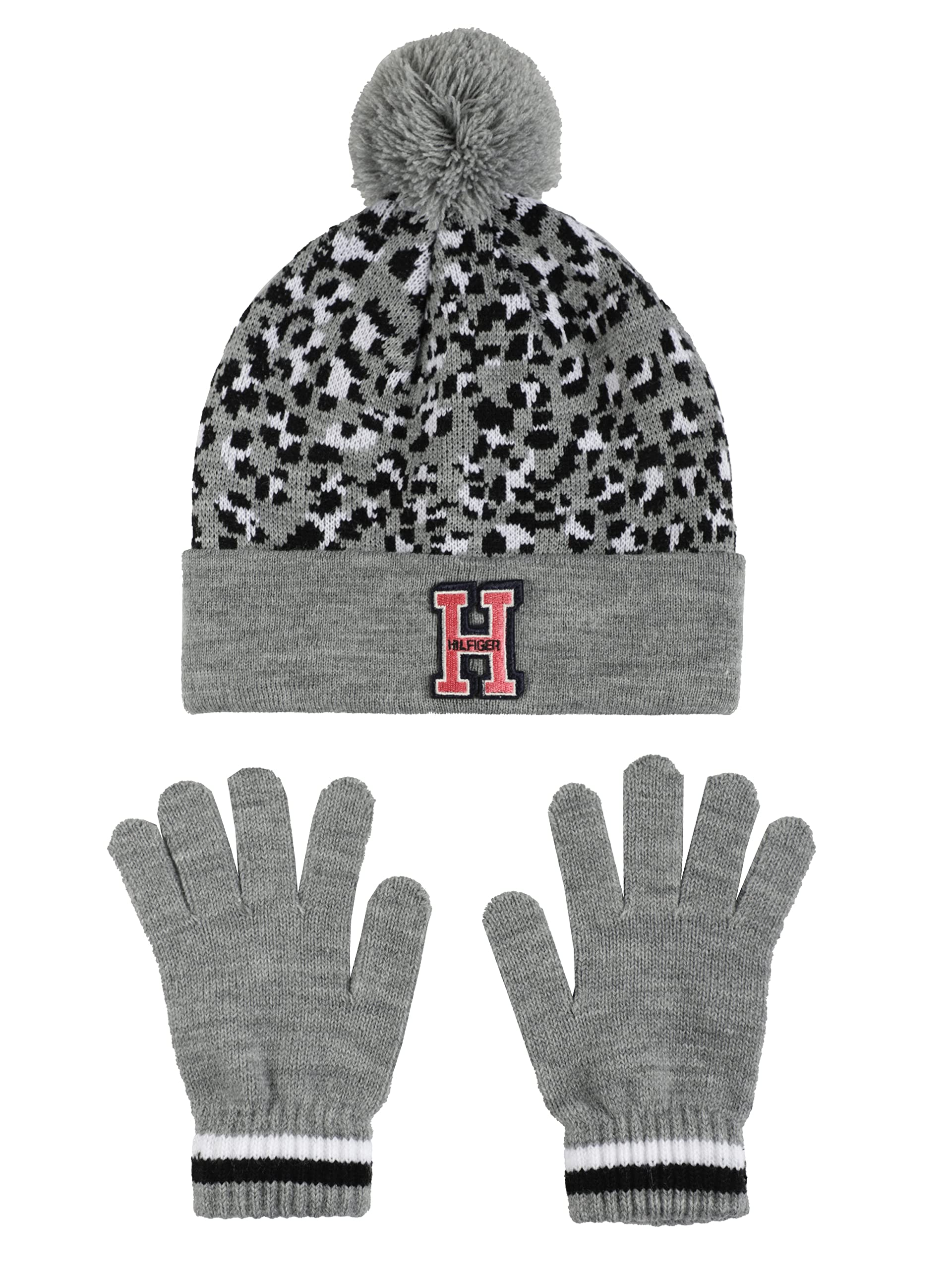 Foto 2 pulgar | Set De Gorro Y Guantes Tommy Hilfiger Para Niñas Con Estampado De Leopardo - Venta Internacional.